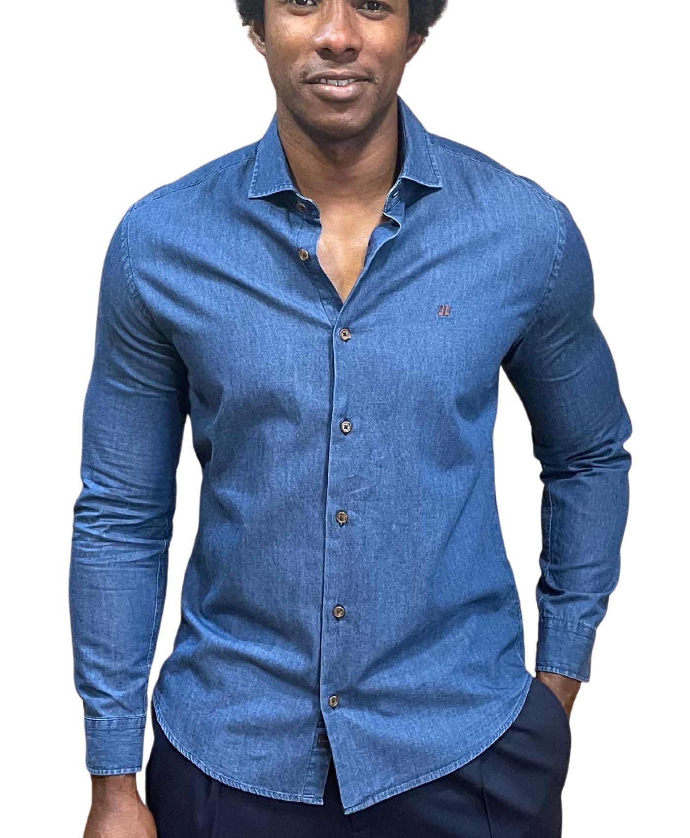 Camisa Twill  denim Marino