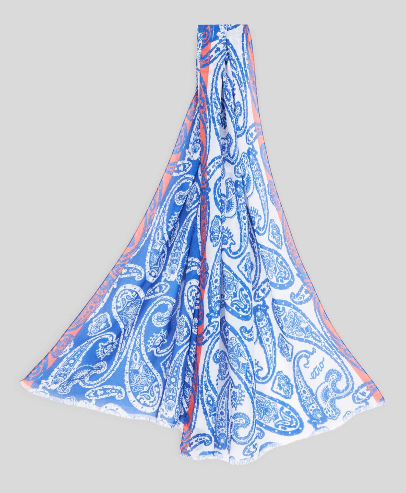 Bufanda Cachemira Blanco/Azul