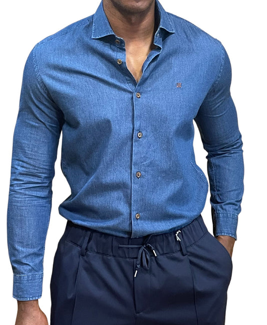 Camisa Twill  denim Marino